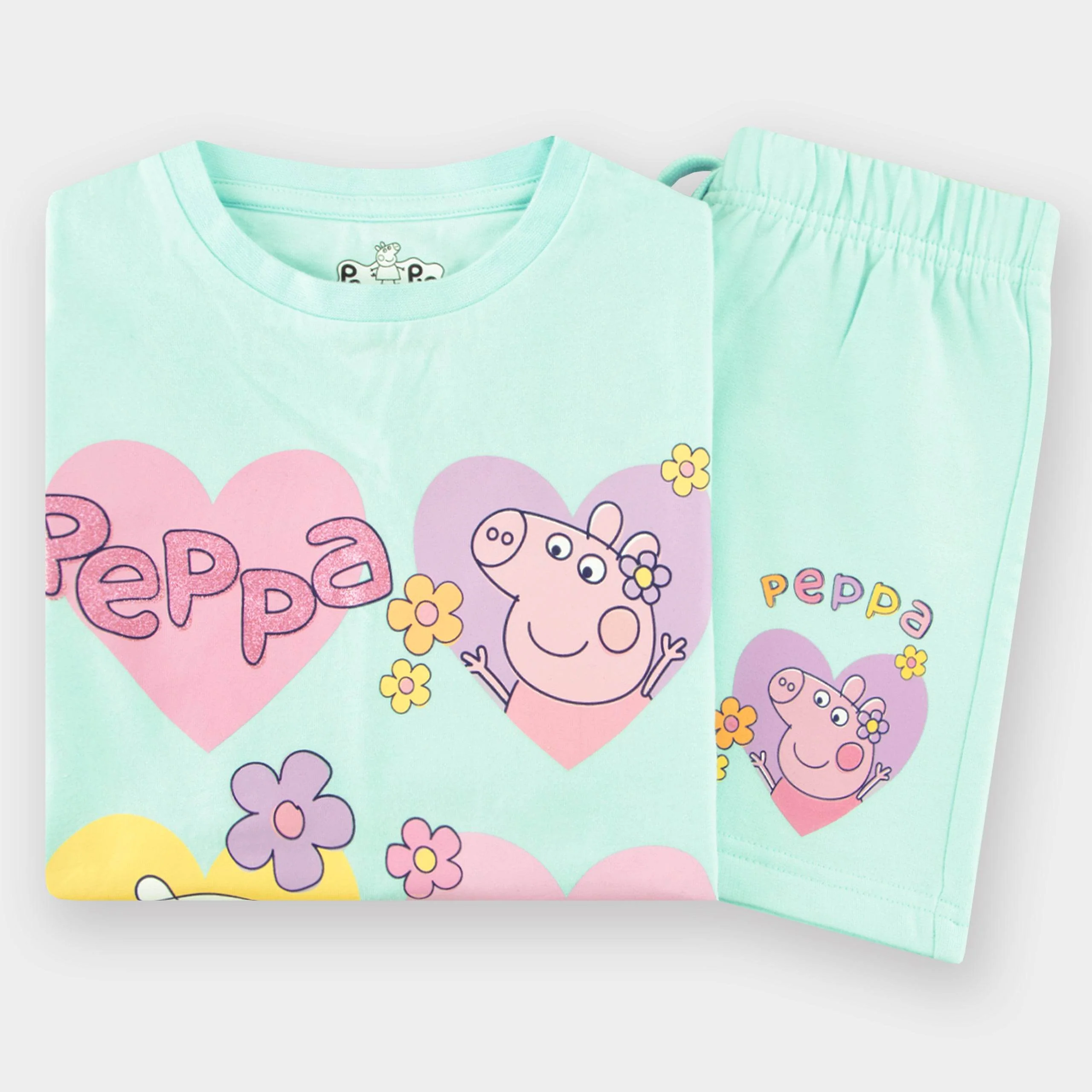 Peppa Pig T-Shirt And Shorts Set - Hearts And Flowers - Image 10