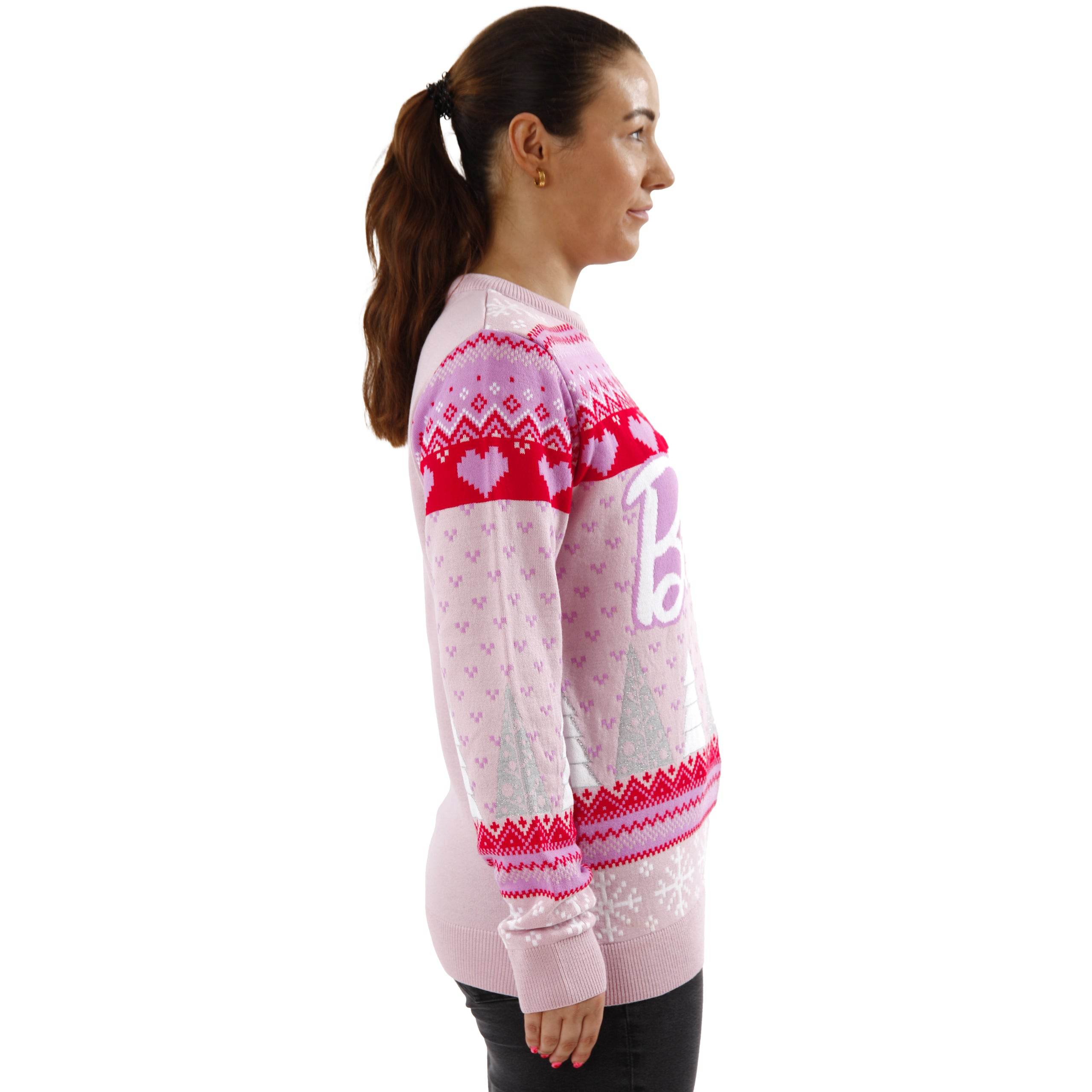 Barbie Christmas Jumper Ladies TEXT LOGO - Image 3